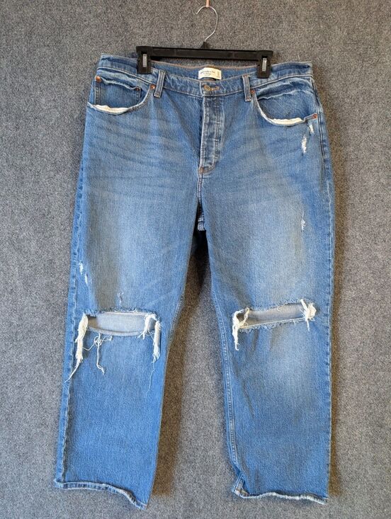 Abercrombie & Fitch Denim - Abercrombie Jeans Women 33 16S 90s Baggy Low Rise Curve Love Distressed